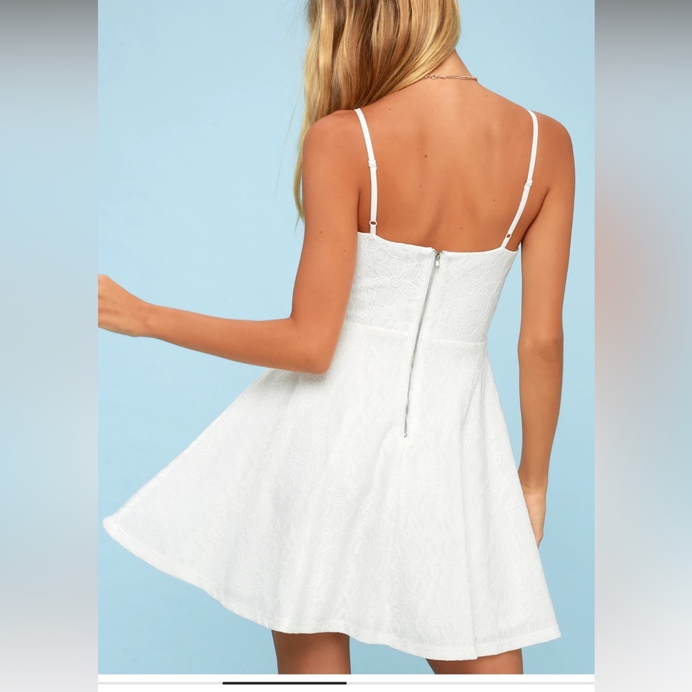 Lulu's White Way With Words White Lace Skater Dress - Picture 4 of 6
